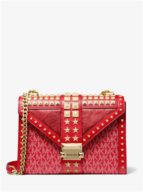 michael kors handbag lugguage star|Whitney Large Star Embellished Logo and Leather.